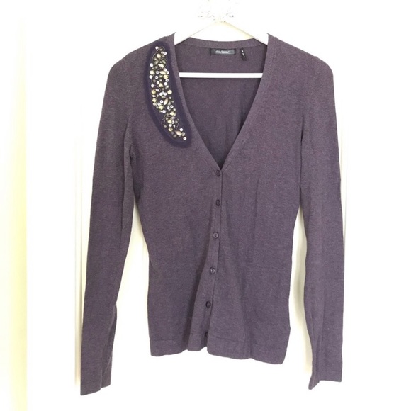 Daisy Fuentes Lilac Sequin Cardigan - Picture 2 of 8